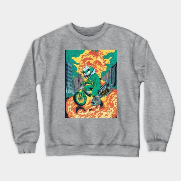 Ghost Rider of the 90s Apocalypse neon nostalgia Crewneck Sweatshirt by Rizstor